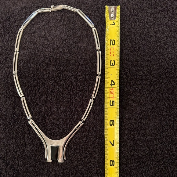 Erika Hult de Corral Ric Mexico Sterling Silver Modernist Necklace Black Onyx - Picture 1 of 4